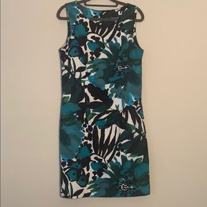 Green multi colored a line dress